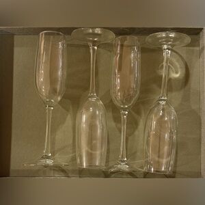 Clear Crystal Champagne Flutes - Set of 4